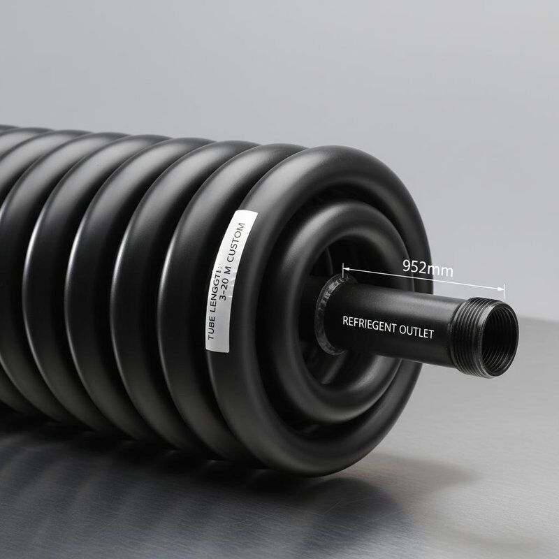 Spray Black Antirust Paint Coaxial Heat Exchanger met 9,52 mm koelmiddeluitlaat en spiraal draaiende constructie