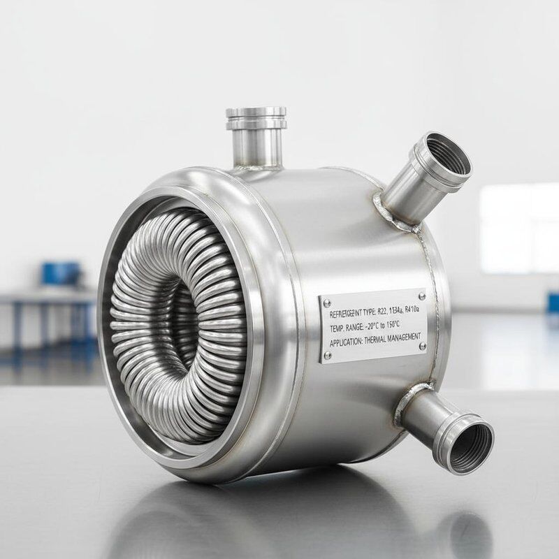 Spiraal draaiende coaxiale warmtewisselaar met spray zwarte roestwerende verf en 0,5~100 kW vermogen voor efficiënt warmtebeheer