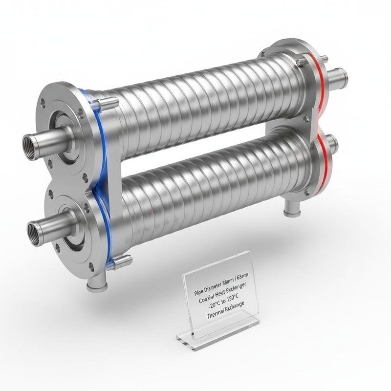 Coaxiale warmtewisselaar met spiraal draaiende buisconstructie voor hoge corrosiebestendigheid en 38 mm/63 mm buisdiameter